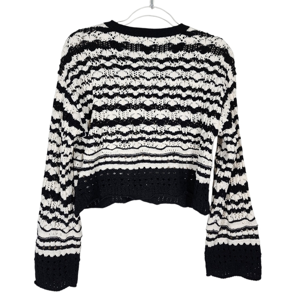 LAUNDRY BY SHELLI SEGAL OPEN KNIT BELL SLEEVE CROPPED SWEATER - Picture 4 of 10